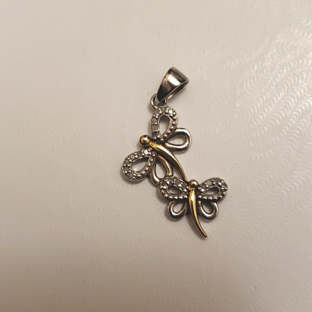 14k gold plated sterling silver dragonfly pendant